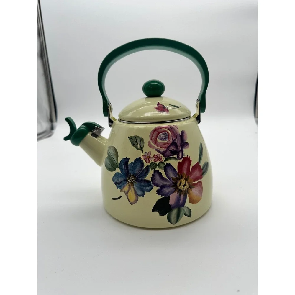 Pfaltzgraff 2.2 Qt Napoli Tea Whistling Kettle Discontinued Flower Market